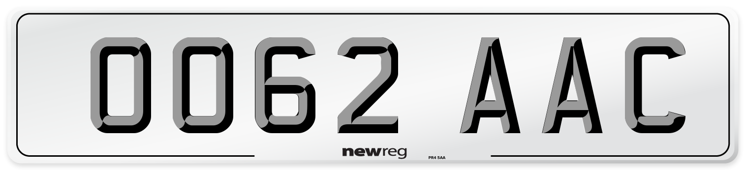 OO62 AAC Number Plate from New Reg